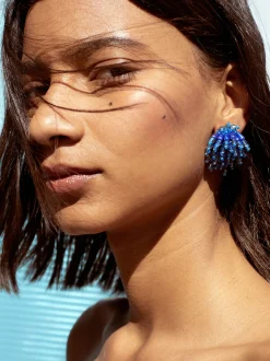 PARFOIS Pendientes Con Abalorios Azul Flash Sale