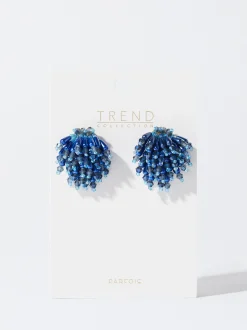 PARFOIS Pendientes Con Abalorios Azul Flash Sale