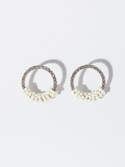 PARFOIS Pendientes Con Abalorios Y Cristales Blanco Shop