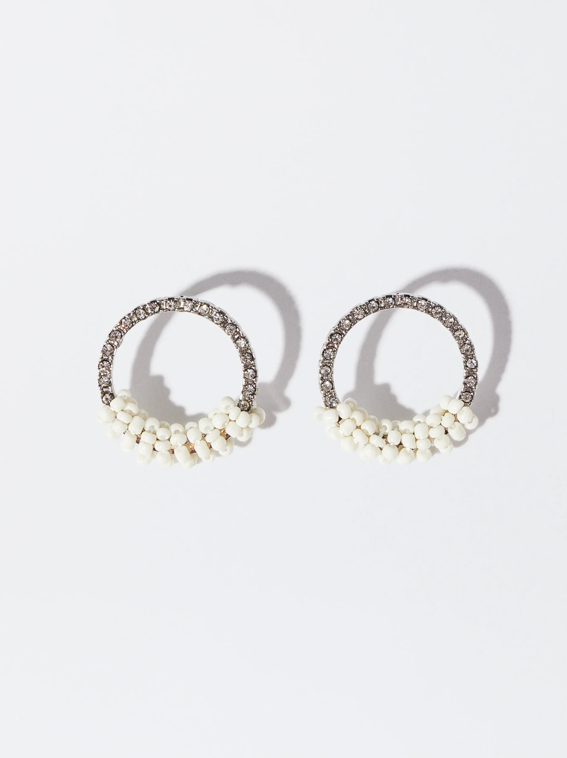 PARFOIS Pendientes Con Abalorios Y Cristales Blanco Shop