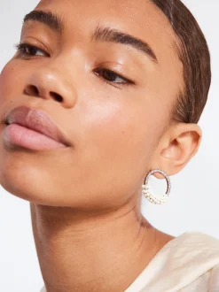 PARFOIS Pendientes Con Abalorios Y Cristales Blanco Shop