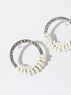 PARFOIS Pendientes Con Abalorios Y Cristales Blanco Shop