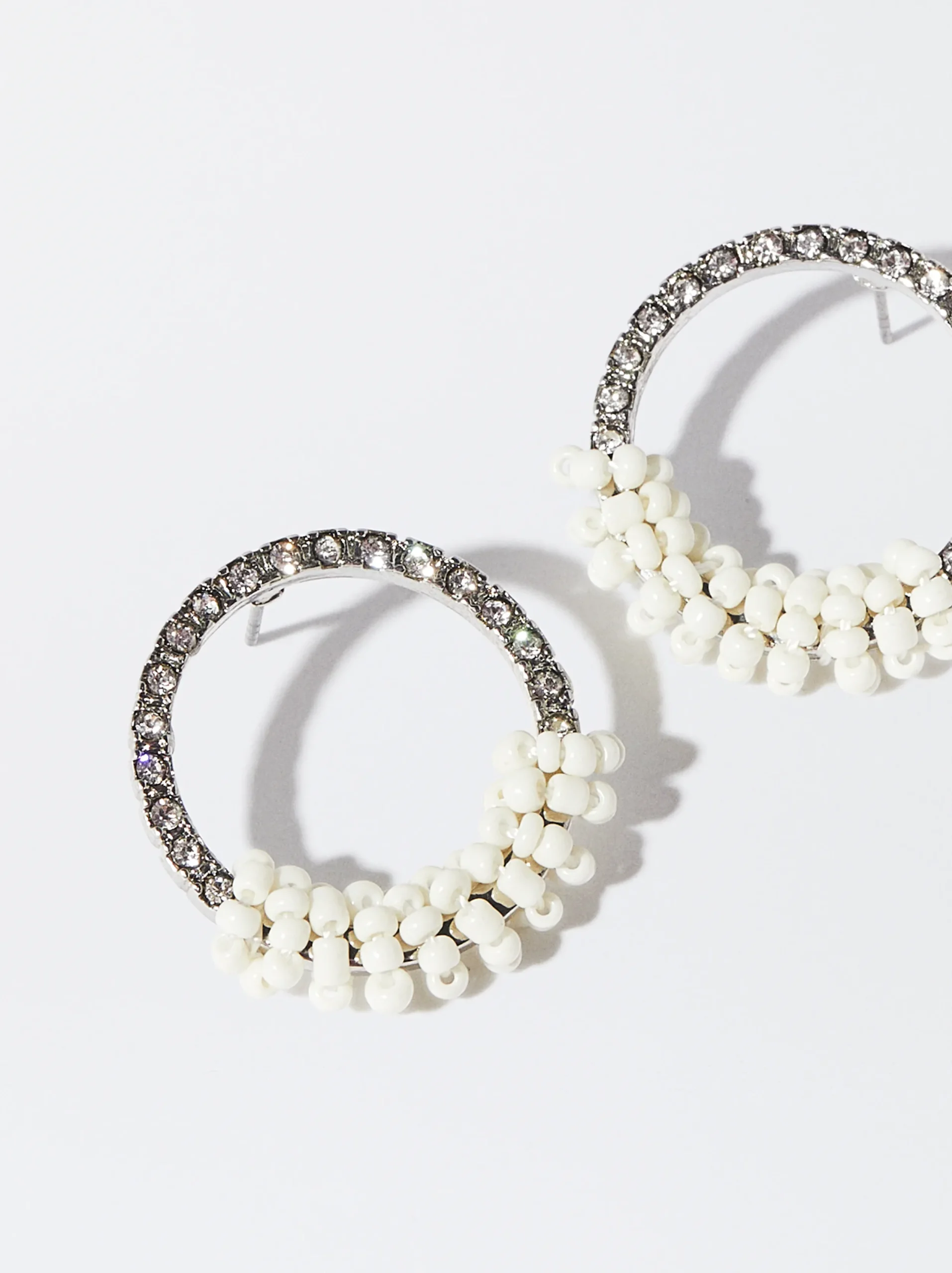 PARFOIS Pendientes Con Abalorios Y Cristales Blanco Shop