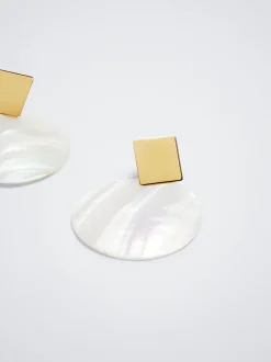 PARFOIS Pendientes Con Concha Dorado Outlet