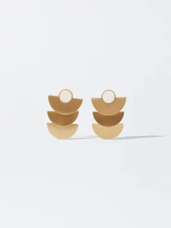 PARFOIS Pendientes Con Concha Dorado Discount