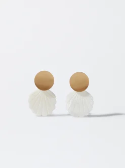 PARFOIS Pendientes Con Concha Dorado Fashion