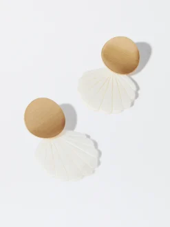 PARFOIS Pendientes Con Concha Dorado Fashion