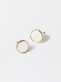 PARFOIS Pendientes Con Concha Dorado Flash Sale