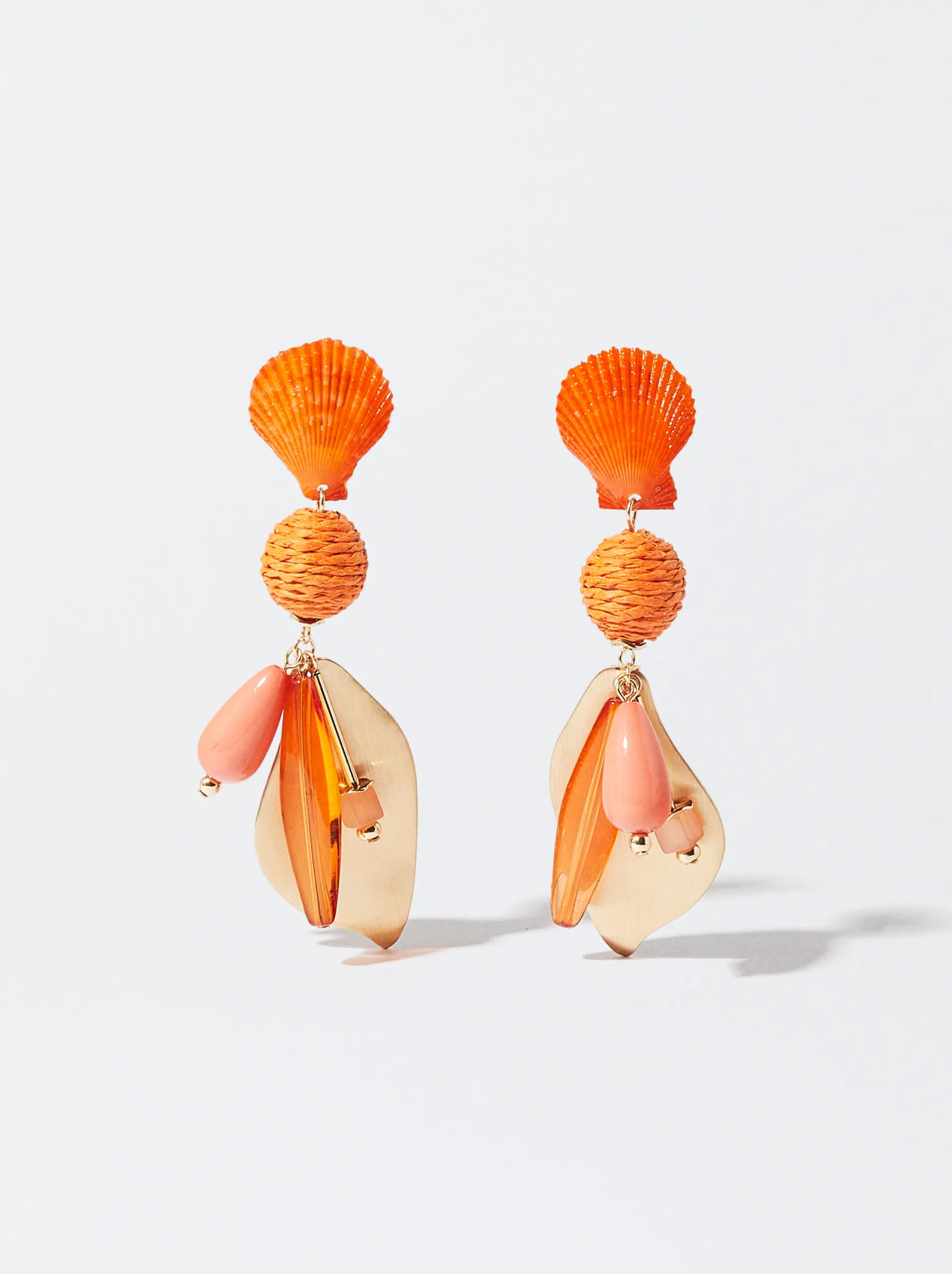 PARFOIS Pendientes Con Concha Naranja Outlet