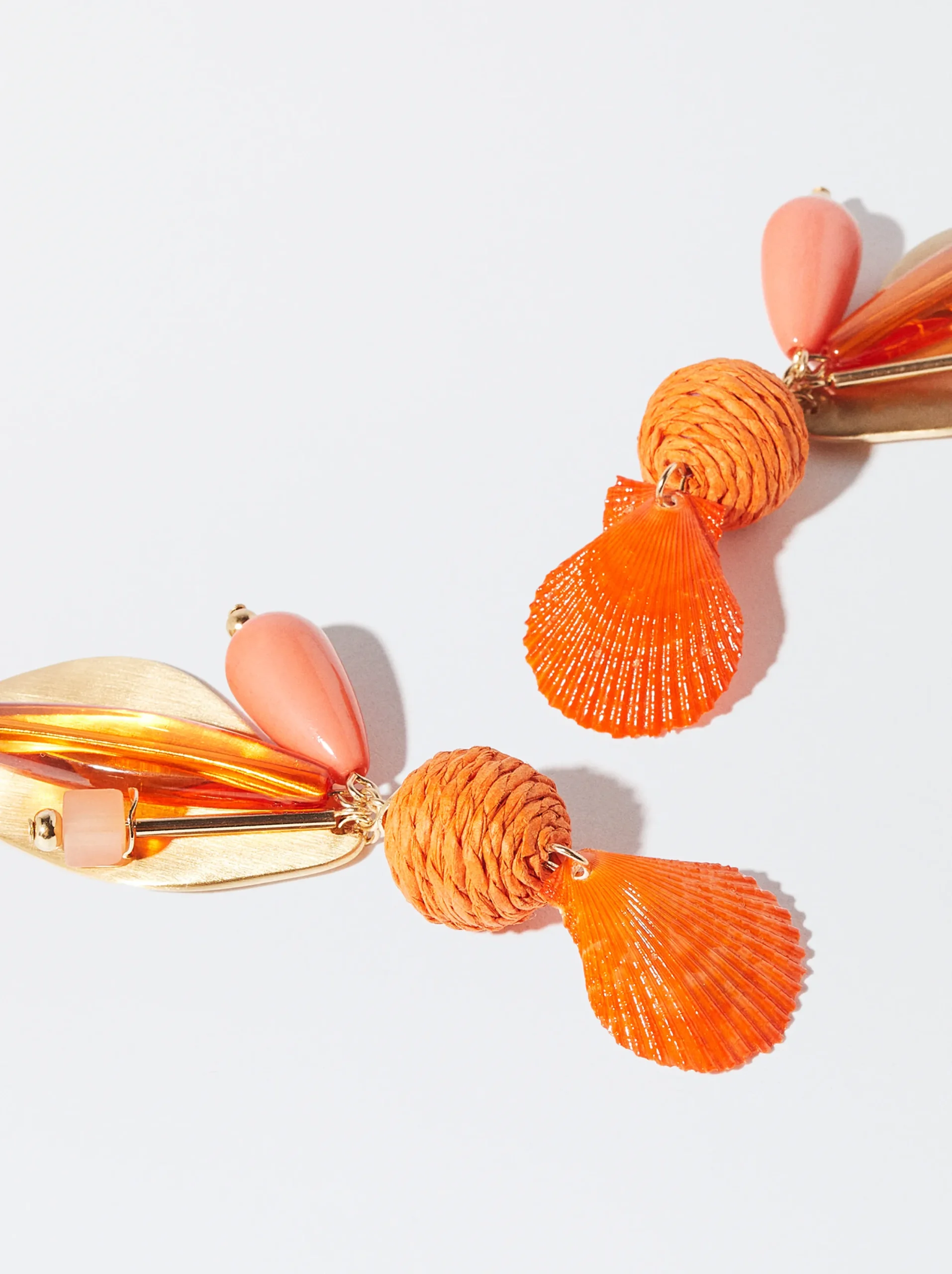 PARFOIS Pendientes Con Concha Naranja Outlet