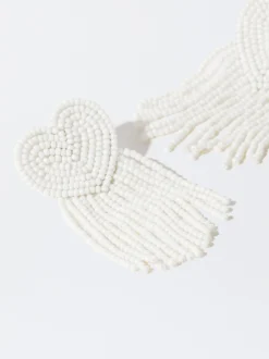 PARFOIS Pendientes Con Coraz&oacute;n Y Abalorios Blanco Best