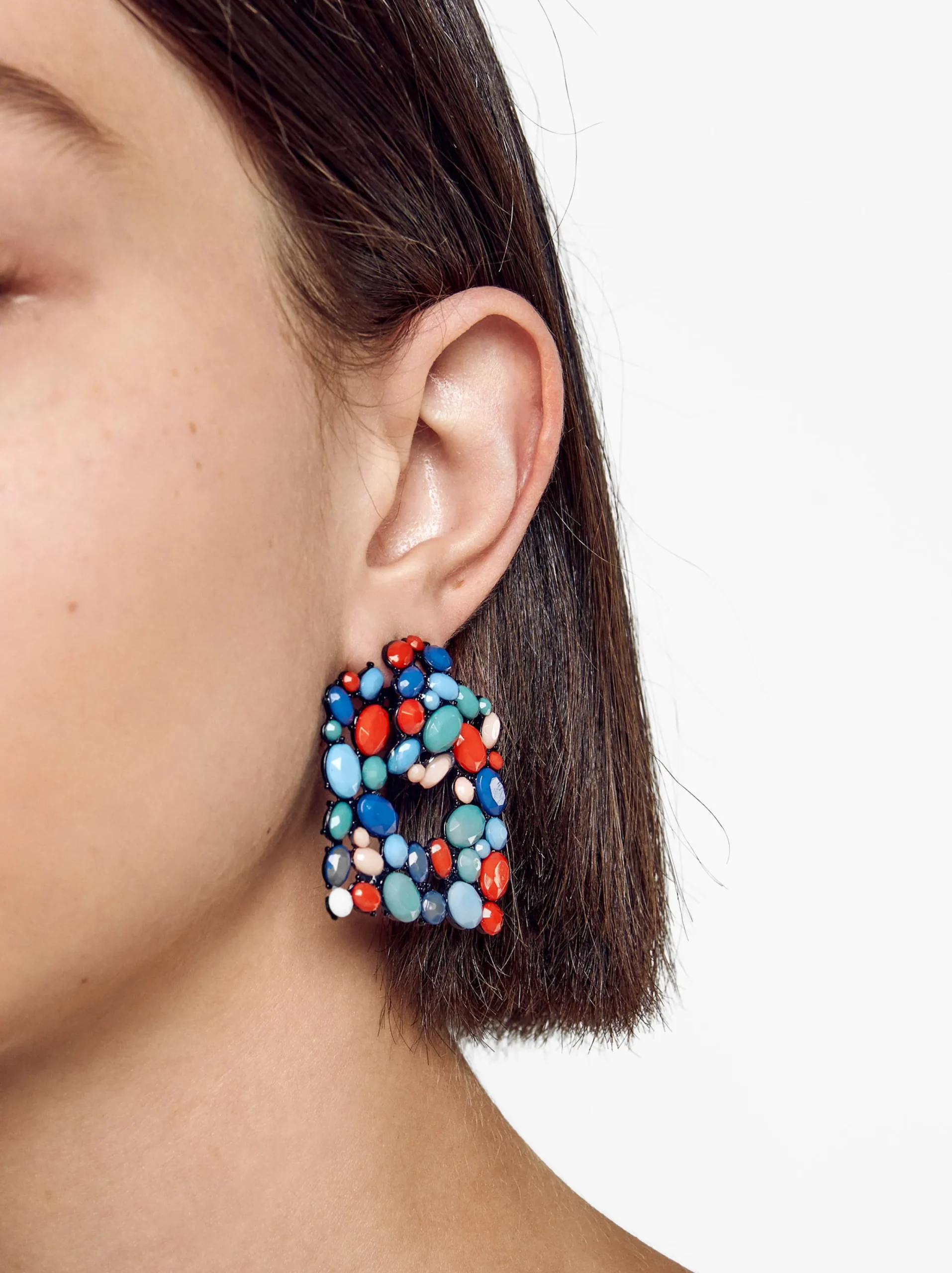 PARFOIS Pendientes Con Cristales Azul Marino Store