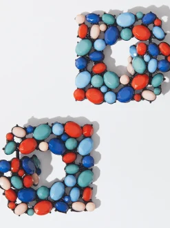 PARFOIS Pendientes Con Cristales Azul Marino Store