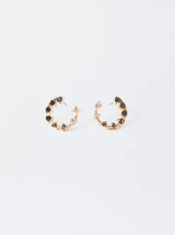 PARFOIS Pendientes Con Cristales Negro Fashion