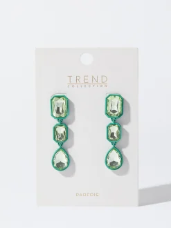 PARFOIS Pendientes Con Cristales Verde Online