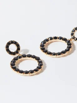 PARFOIS Pendientes Con Cristales Negro Clearance