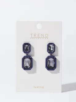 PARFOIS Pendientes Con Cristales Violeta New