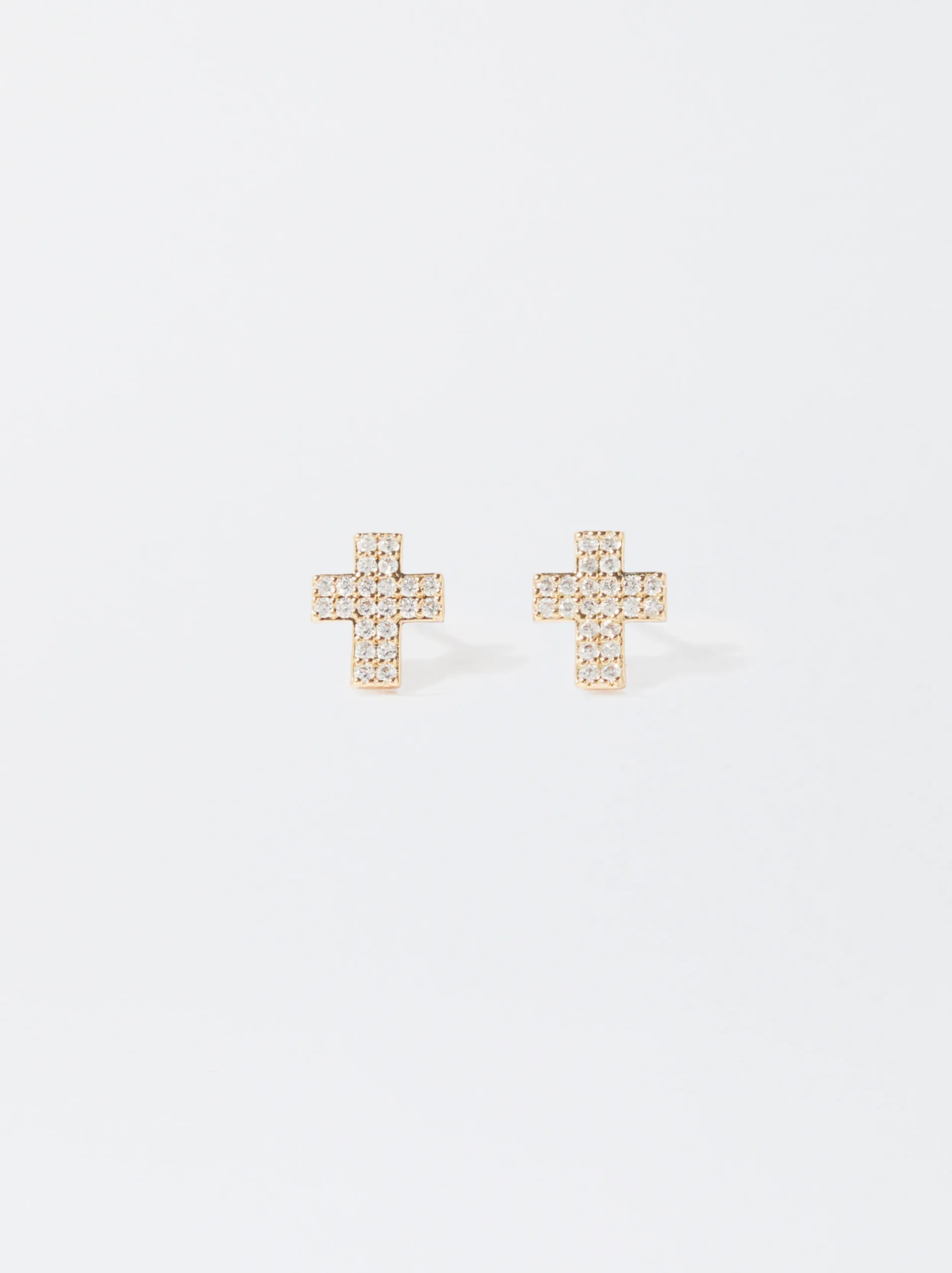 PARFOIS Pendientes Con Cruz Y Circonitas Dorado Discount