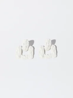 PARFOIS Pendientes Con Efecto Mate Blanco Flash Sale