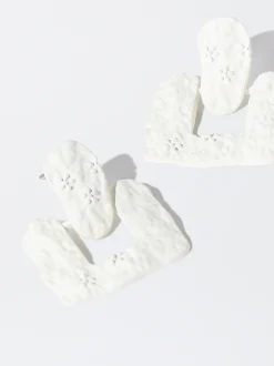 PARFOIS Pendientes Con Efecto Mate Blanco Flash Sale