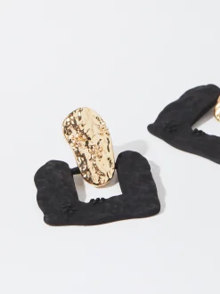 PARFOIS Pendientes Con Efecto Mate Negro Best
