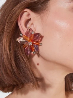 PARFOIS Pendientes Con Flor Multicor Outlet