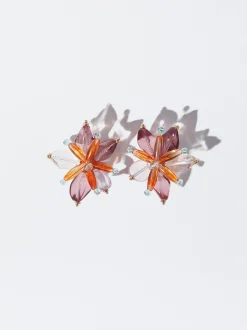 PARFOIS Pendientes Con Flor Multicor Outlet