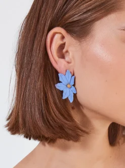 PARFOIS Pendientes Con Flor Azul Clearance