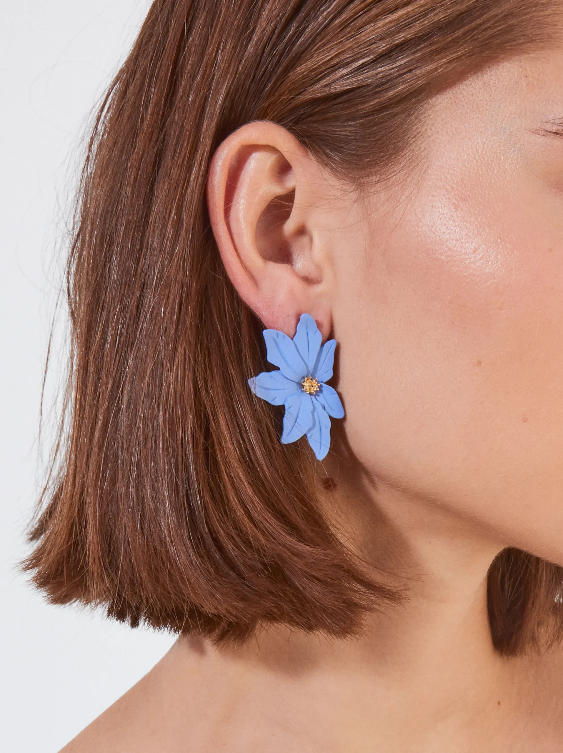PARFOIS Pendientes Con Flor Azul Clearance