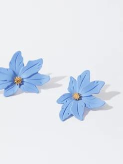 PARFOIS Pendientes Con Flor Azul Clearance