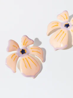 PARFOIS Pendientes Con Flor Naranja Cheap