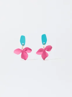 PARFOIS Pendientes Con Flor Multicor Best Sale