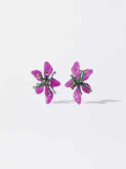 PARFOIS Pendientes Con Flor Violeta Clearance