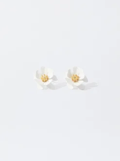 PARFOIS Pendientes Con Flor Blanco Cheap