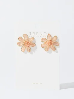 PARFOIS Pendientes Con Flor Rosa Sale