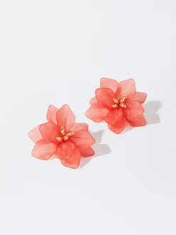 PARFOIS Pendientes Con Flor Coral Sale