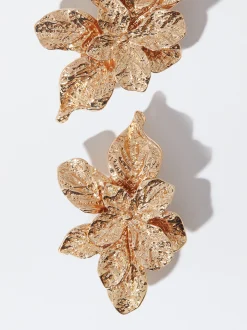 PARFOIS Pendientes Con Flor Dorado Clearance