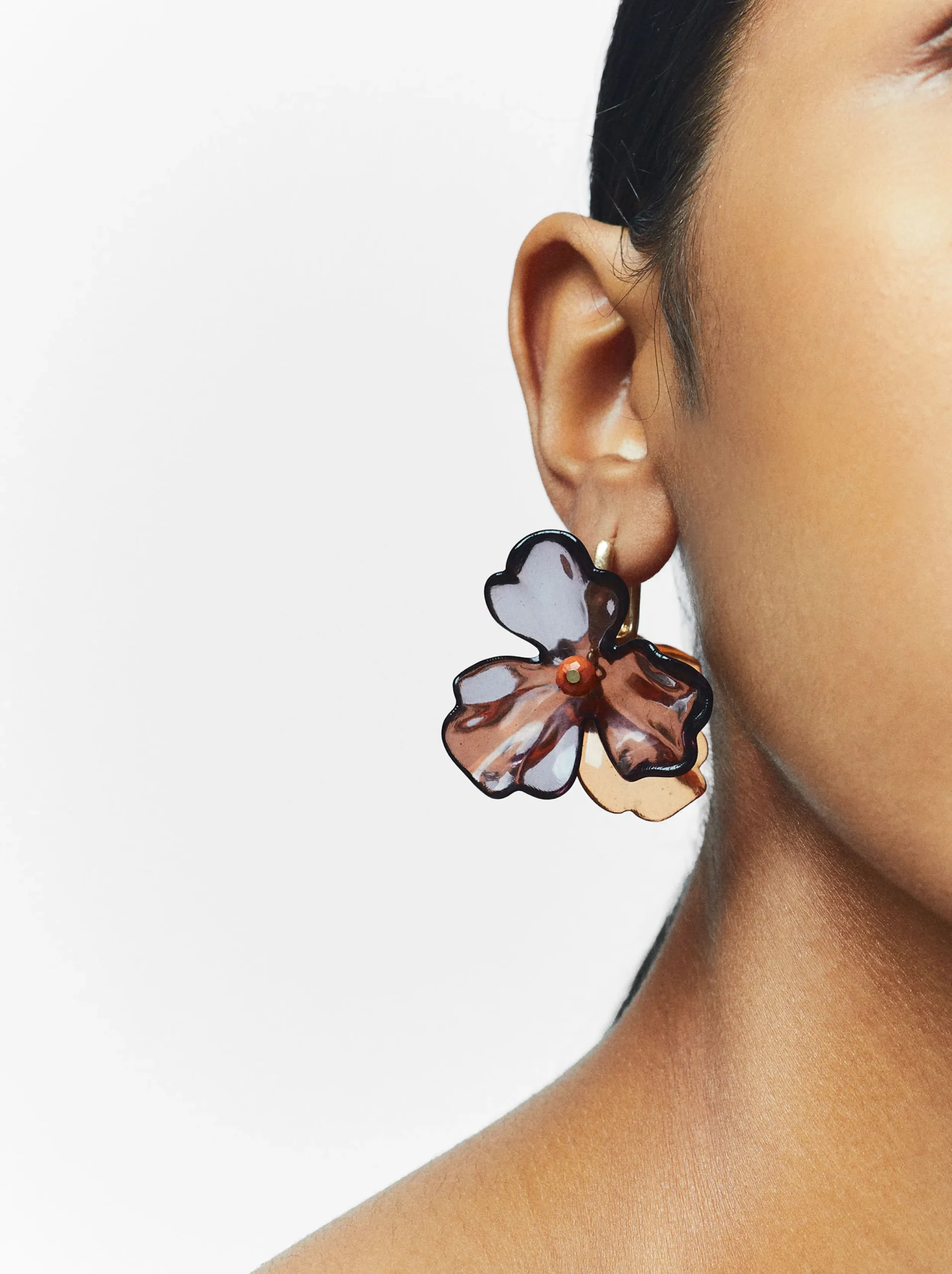 PARFOIS Pendientes Con Flor De Resina Multicor Outlet