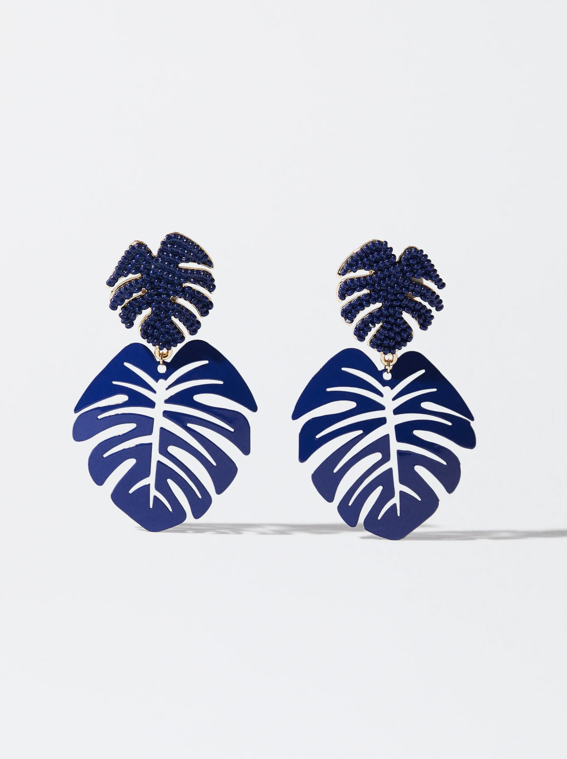 PARFOIS Pendientes Con Hoja Azul Marino New