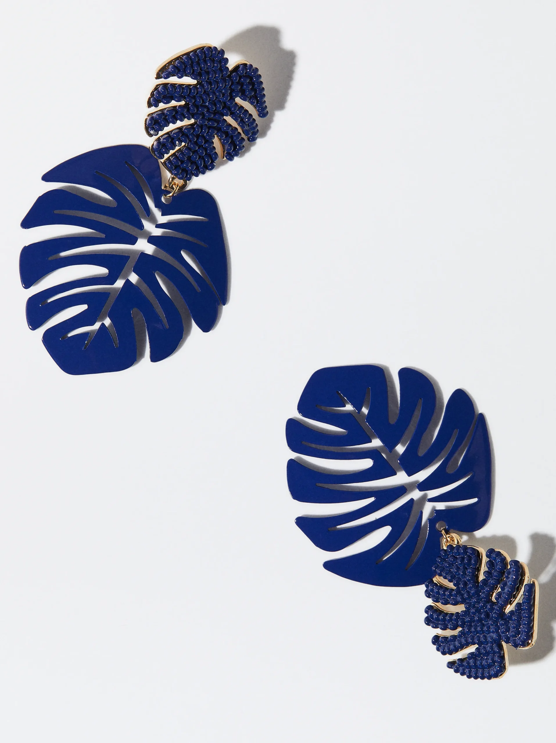 PARFOIS Pendientes Con Hoja Azul Marino New