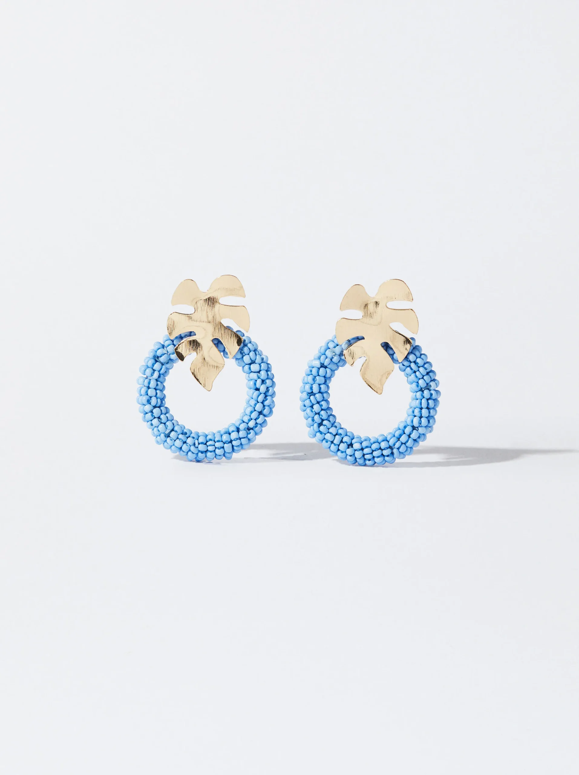 PARFOIS Pendientes Con Hoja Y Abalorios Azul Cheap