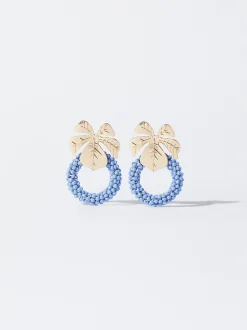 PARFOIS Pendientes Con Hoja Y Abalorios Azul Clearance