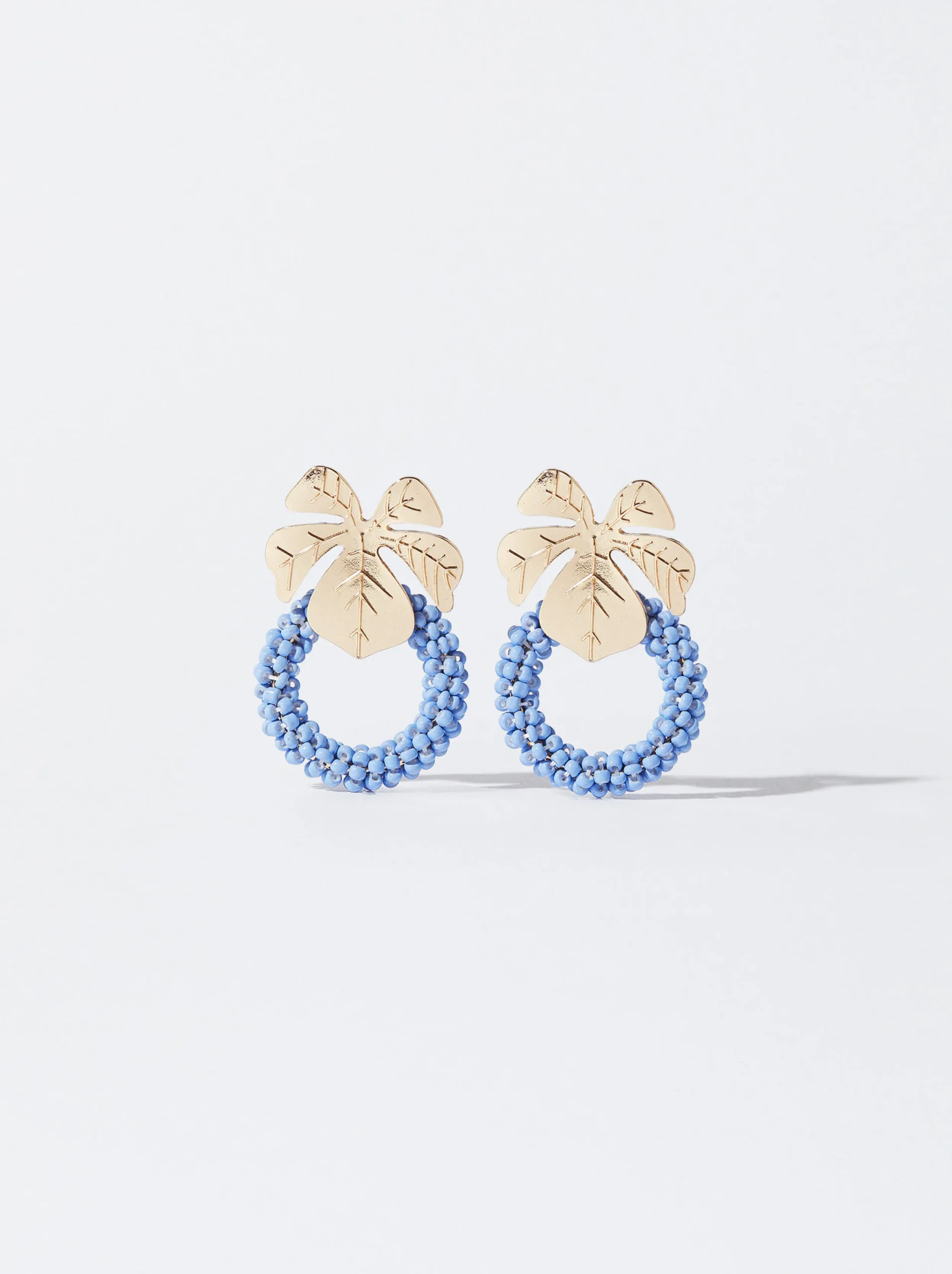 PARFOIS Pendientes Con Hoja Y Abalorios Azul Clearance