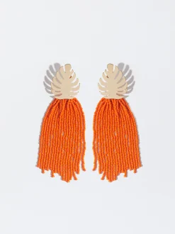 PARFOIS Pendientes Con Hoja Y Abalorios Naranja Best Sale