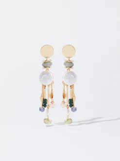 PARFOIS Pendientes Con Perla De Agua Dulce Multicor Sale