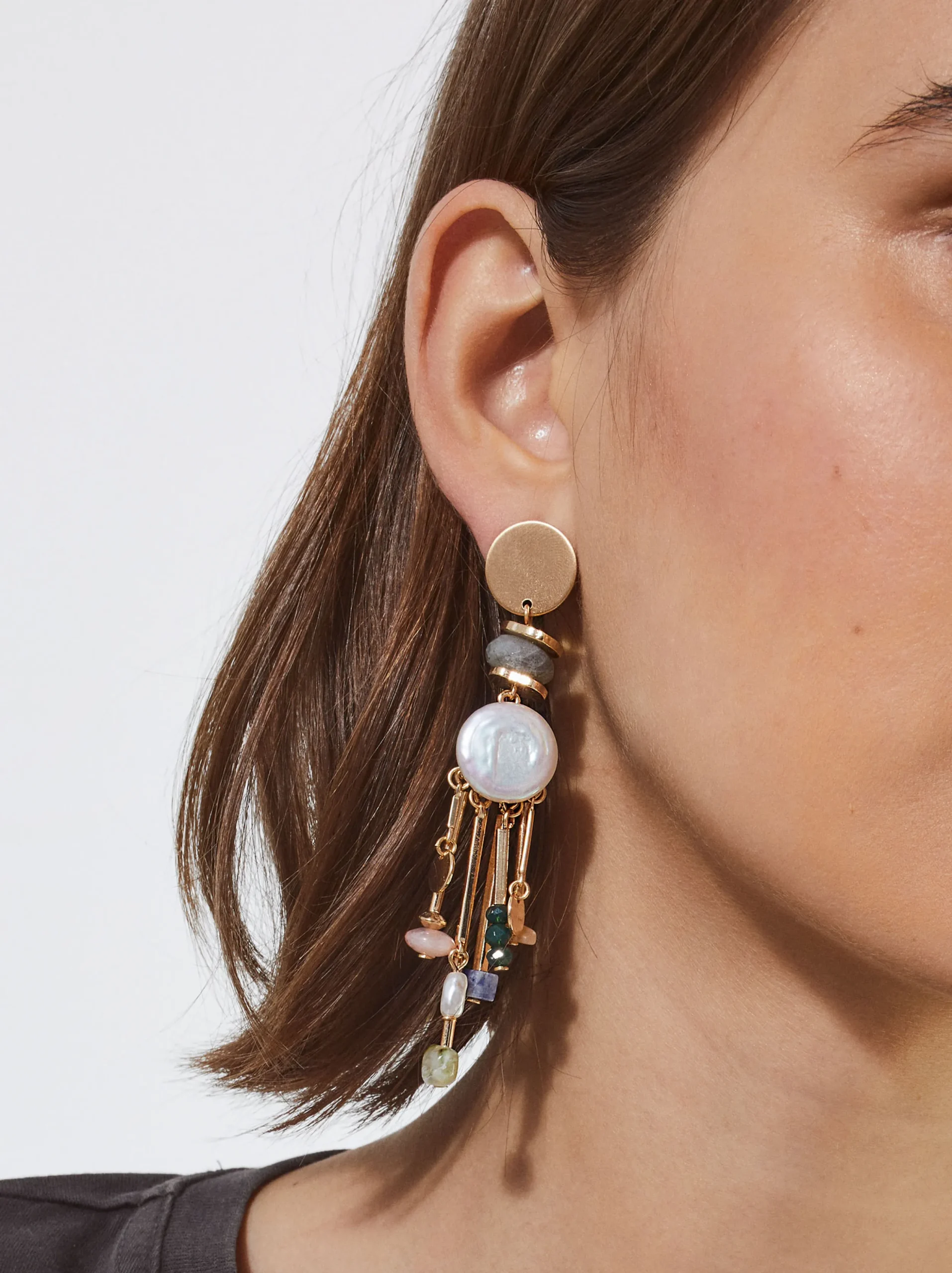 PARFOIS Pendientes Con Perla De Agua Dulce Multicor Sale