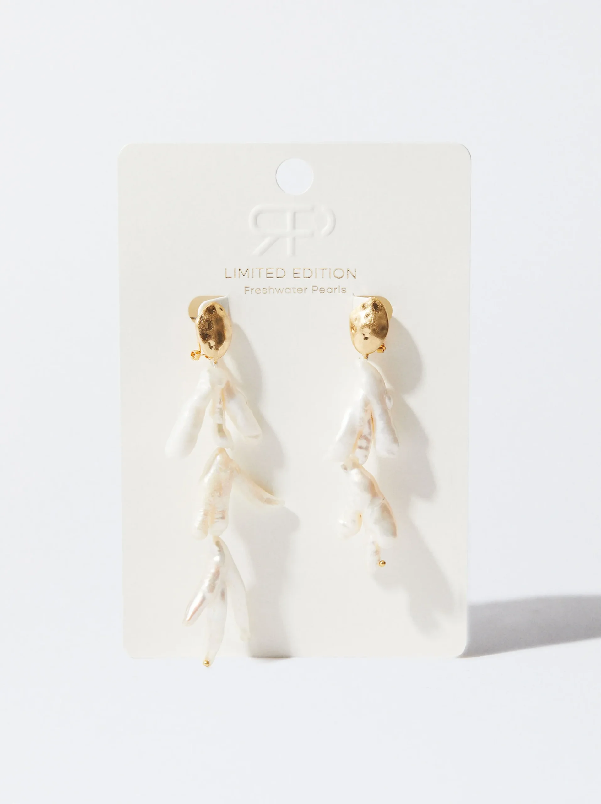PARFOIS Pendientes Con Perlas De Agua Dulce Dorado Discount