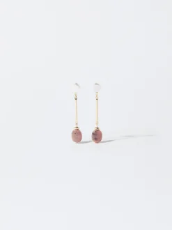 PARFOIS Pendientes Con Piedras Rosa Fashion