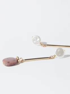 PARFOIS Pendientes Con Piedras Rosa Fashion