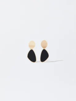 PARFOIS Pendientes Con Resina Negro Best